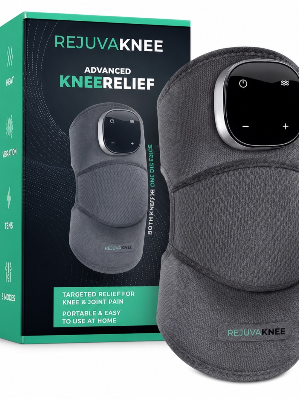 RejuvaKnee Advanced Knee Relief Brace Wireless Rechargeable Heat Therapy New